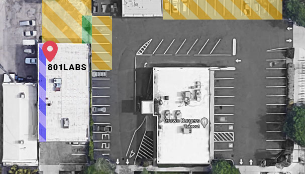 A view of good parking spaces for the Hackerspace